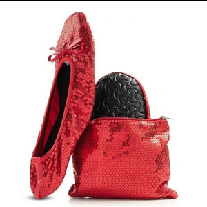 Silky Toes Women's Sequin Foldable Ballet Flats, small